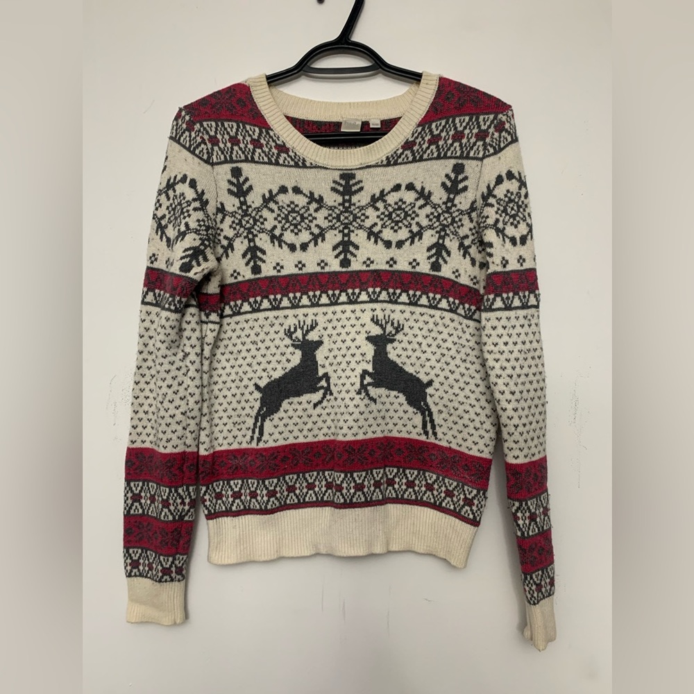 Twik Cream and Red Reindeer Sweater